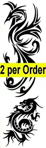 2 Dragon & Pheonix temporäre gefälschte Tattoos mythische Stärke wasserdicht Körperkunst - Bild 1 von 3