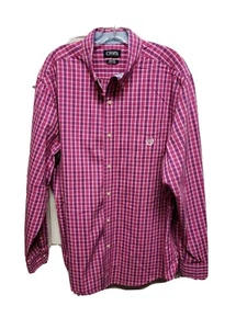 Chaps Mens Shirt Size L Pink Purple Plaid Long Sleeve Button Down Front  - Picture 1 of 10