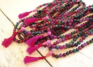 Traumhafte MALA tibet. Gebetskette aus Nepal mit ACHAT in PINK & GRÜN 108 Perlen - Bild 1 von 4