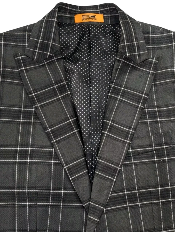 Abrigo deportivo Steven Land para hombre 36R moderno gris ventana franela Sandro Blazer usado en excelente estado Foto 1 de 4