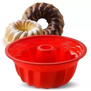 Red Silicone Fluted 9.5" Bunte Cake Baking Pan NEW!! - Picture 1 of 7