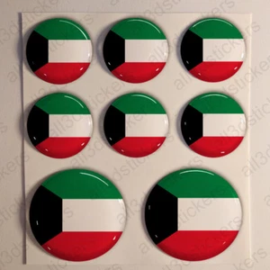 Adesivo Kuwait Resinato 3D Adesivi Bandiera Kuwait Resinati TONDO Resine Auto - Picture 1 of 1