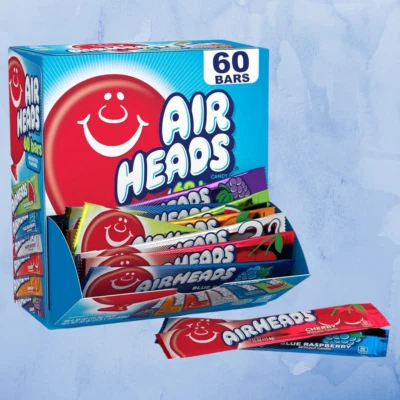 Barras de caramelo Airheads, caja a granel de variedad, caramelo de fruta masticable de tamaño completo, regalos, holido Foto 1 de 4