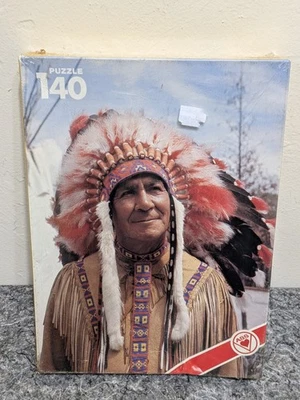 NIB Vintage ASS 140 Pc Puzzle "RED INDIAN CHIEF" West Germany NEW SEALED - Image 1 of 4