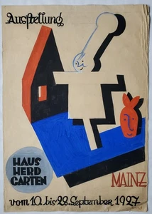 Gemälde Aquarell Entwurf Plakat Haus Herd Garten Edvard Frank 1927 - Picture 1 of 11