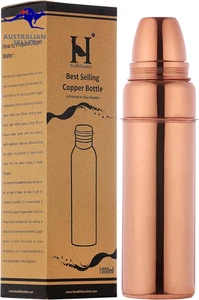 Healthgoodsau - Traveller'S Pure Copper Water Bottle with Cup for Ayurvedic Heal - Picture 1 of 12