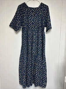Christy Dawn Blue Floral Theo Dress In Poppy Blue Short Sleeve Size PM - Foto 1 di 8