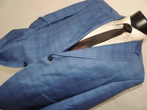 Peter Millar Herren Jacke Mantel blau Fensterscheibe reine Schurwolle 40 kurz - Bild 1 von 11