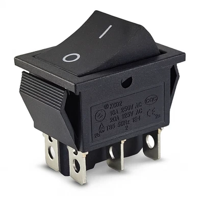 LEVSEB Switch ON/ON, device switch 6-pole 16A 250 ~ rocker switch, Black