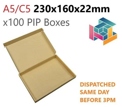 TIDMAS PACKAGING x100 A5 C5 ROYAL MAIL PIP LARGE LETTER CARDBOARD BOX BROWN 230x160x22mm