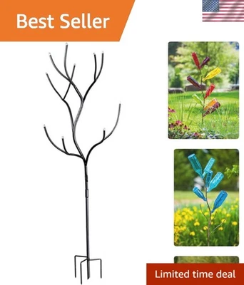 Árbol de botellas de vidrio clásico | Hecho de metal a prueba de óxido | 5 pies de alto | Colorido... Foto 1 de 4