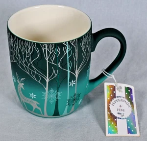 NEU Pfefferminze & Kiefer Katze in Weihnachtsbeleuchtung Baum Becher Keramik weich beschichtet 12oz - Bild 1 von 7