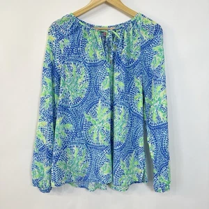 Top túnica Lilly Pulitzer Willa tropical como su talla grande azul verde - Imagen 1 de 9