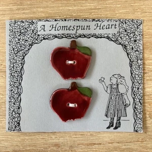 2 - A Homespum Heart Vintage Ceramic Buttons - Red Apples - 1980s 90s - Picture 1 of 1