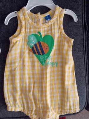 Nuevo con etiquetas Mameluco Corto Antiguo Azul Marino Abeja Feliz Sin Mangas Bebé Niño Niña Unisex Foto 1 de 2