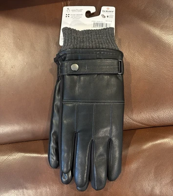 Isotoner Hombres Negro Imitación Cuero Sin Cordones Pantalla Táctil Invierno Clima Frío Guantes L Foto 1 de 4