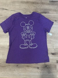 NWT Disney Parks Women's Size 1X Mickey Mouse T-Shirt Purple w/ Silver Sparkles - Picture 1 of 10