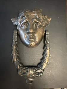 Antique Neoclassical Athena Goddess Face Cast Brass Heavy Door Knocker 7.5 X 4 - Picture 1 of 22