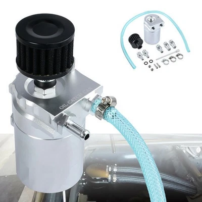 0.3L Tanque de Captura Aceite Respirador Oil Catch Tank Aluminio Universal Plata - Imagen 1 de 4