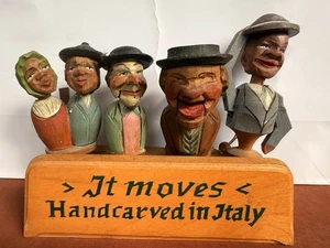 4 Vintage ANRI hand Working Carved Wooden Mechanical Bottle Stoppers Italy - Picture 1 of 8