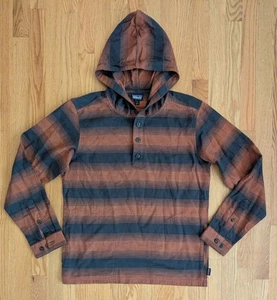 Sudadera con capucha ligera de franela de fiordo Patagonia de algodón orgánico a rayas para hombre S - Imagen 1 de 10