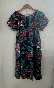 Abito Hilo Hattie donna M floreale orchidea tropicale resort hawaiano made in Hawaii - Foto 1 di 10