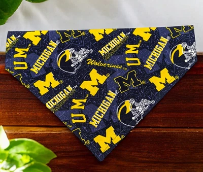 Bandana para perro de la Universidad de Michigan SOBRE EL COLLAR Wolverines Slide On Regalo  Foto 1 de 3