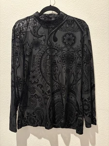 Schwarzes transparentes Damentop Burnout Samt dunkel romantisch Größe 2X - Bild 1 von 5