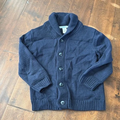 Janie & Jack шаль воротник кардиган свитер темно-синий мальчиков опрятный размер 4 - Изображение 1 из 4