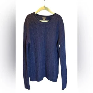 Crewcuts J Crew 100% Cashmere Navy Blue Cable Knit Fisherman sweater. Size 10 - Picture 1 of 6