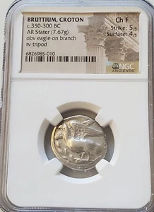 Bruttium Croton Stater Eagle & Tripod NGC CH FINE Ancient Coin - Picture 1 of 6