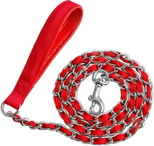 Chain Dog Leash Chew Proof, Metal Chain and Nylon Rope Pet Dog Leash with Padded - Picture 1 of 12