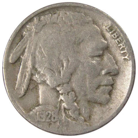 1928 S Indian Head Buffalo Nickel 5 Cent Piece VG Very Good 5c US Coin Cover