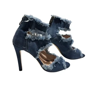 Womens Peep Toe Heeled Sandal Denim Stilettos Blue Sexy Size 3.5/5.5 US New - Picture 1 of 9