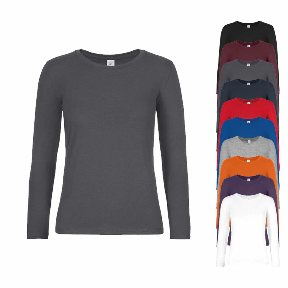 B&C Damen T-Shirt #E190 LONG SLEVE WOMEN Langarm XS S M L XL XXL 3XL Neu TW08T - Bild 1 von 4