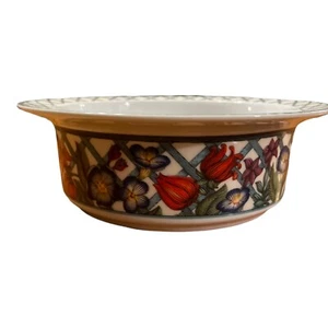 Vintage Dansk Rimmed Cereal Bowl Nordic Garden Pattern Lattice & Flowers 6.75" - Picture 1 of 7