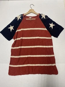 Easel Red White & Blue Cotton Flag Summer Sweater Top Small New w/ Tags S - Picture 1 of 5