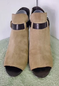 FRANCO SARTO Womens Brown Leather Comfort Open Toe Heel Sandals Size 9.5 | - Picture 1 of 11