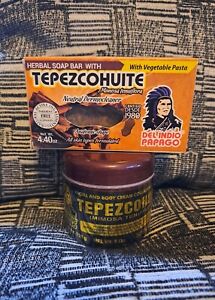 2pcs DEL INDIO PAPAGO Tepezcohuite Facial & Body Cream Collagen 4oz & Bar Soap