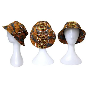 Australian Souvenir Indigenous Aboriginal Art Bucket Hat Colours of our Land - Picture 1 of 4
