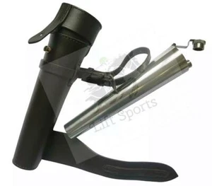 Flacone Sella Cavallo Anca Acciaio Inox Custodia Originale In Pelle Bastone Caccia Volpe - Foto 1 di 1