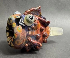 1 of a Kind NSG Glas Rauch Fisch bearbeitet berauschende 14 mm männliche Schale mit gewölbten Augen - Bild 1 von 11