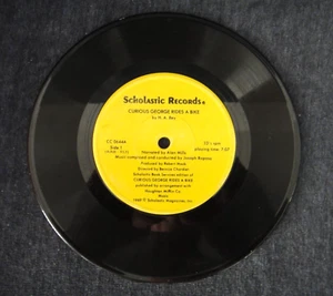 Vintage 1969 Curious George Rides a Bike Scholastic Records 33-1/3 rpm Record - Imagen 1 de 2