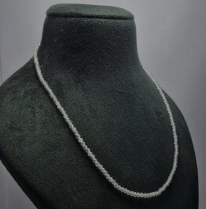 Natural Blanco Piedra Preciosa 3MM Cuentas Redondas 925 Plata 18" Cuerda Collar - Imagen 1 de 8