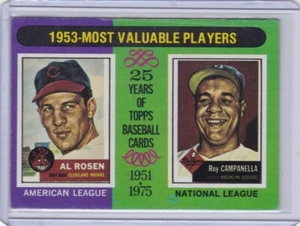 1975 Topps Baseball Card #191 1953 MVP Al Rosen & Roy Campanella - Ex-ExMt - Picture 1 of 2