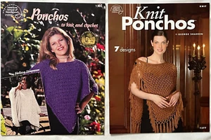 2 Patterns Books Knitting Knit & Crochet Ponchos 13 Gorgeous Designs - Picture 1 of 2