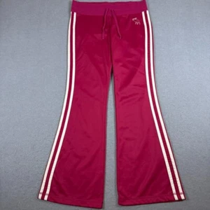 Abercrombie Women's Flare Track Pants M Maroon Striped Y2K Vintage Athleisure - Picture 1 of 5