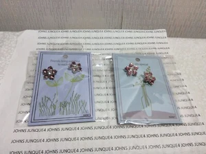 FLOWER EARRINGS LOT OF 2 PAIRS New on Card Pierced w/backing Pink & Pink - Picture 1 of 2
