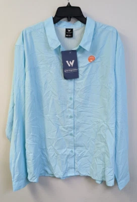 White Sierra Gobi Desert Long Sleeve Shirt, Aqua, Women's 3X - Image 1 of 3