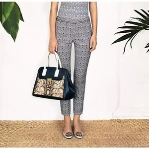 Pantalones Tory Burch Azul Marino Talla 8 Nuevos con Etiquetas Estampado Heidi Calce Ajustado $250 - Imagen 1 de 9